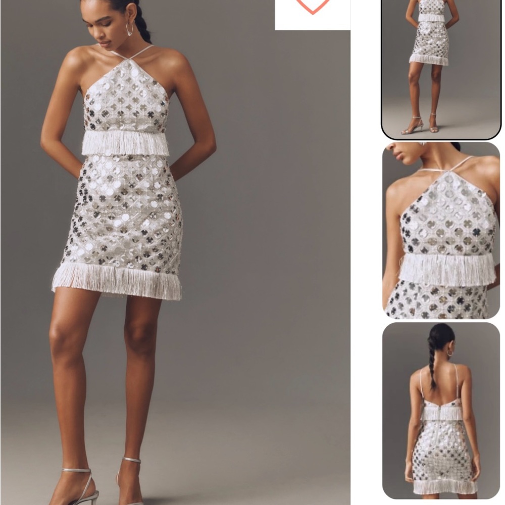 Elegant White and Silver Mini Dress